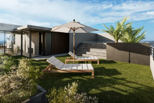 Terraza del duplex vista hacia la piscina Terraza del duplex vista hacia la piscina