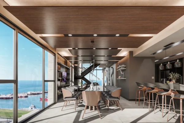 Cocina comedor del duplex vista hacia el lounge Cocina comedor del duplex vista hacia el lounge